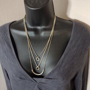 20.5 Inch 3 Layer Gold Tone Lucky Brand Necklace